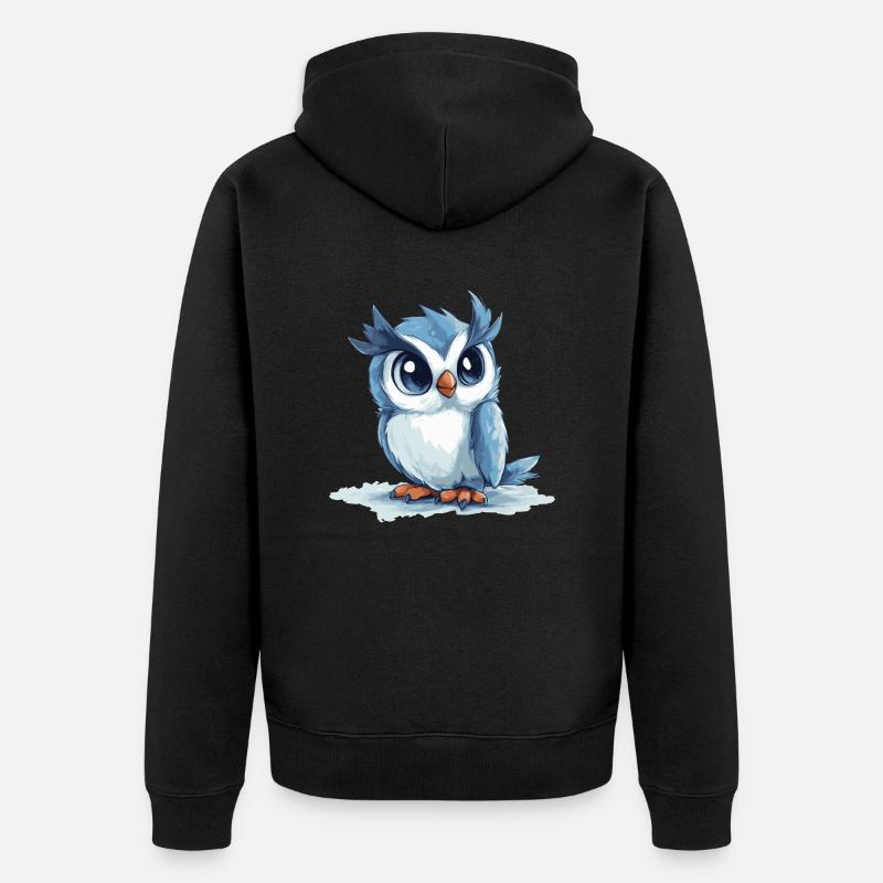Hibou bleu - Veste à capuche bio Premium Unisexe - noir