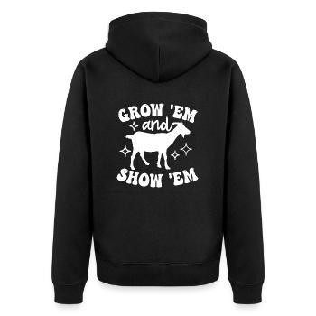 Grow 'Em and Show 'Em Goat Enthusiast Design - Unisex Premium Organic Zip Hoodie - black - Back - Nico (187cm)