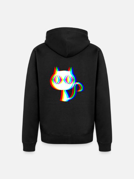 EDM Cat Rave style Glitch - Veste à capuche bio Premium Unisexe - noir