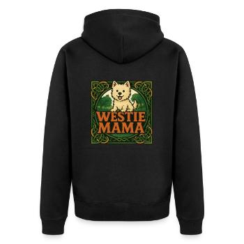 Westie Mama - Unisex Premium Bio Zip Hoodie - Schwarz - Hinten - Nico (187cm)