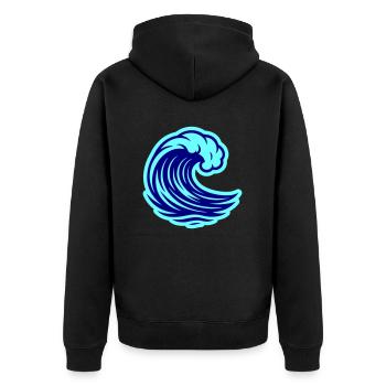 Welle Ozean - Unisex Premium Bio Zip Hoodie - Schwarz - Hinten - Nico (187cm)