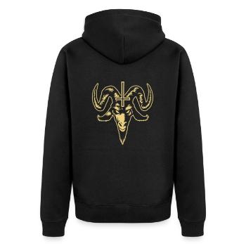 Goat Head with Cross (inverted) - Unisex Premium Organic Zip Hoodie - black - Back - Nico (187cm)