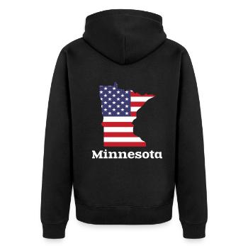 US Minnesota Kartendesign für stolze Minnesotaner - Unisex Premium Bio Zip Hoodie - Schwarz - Hinten - Nico (187cm)