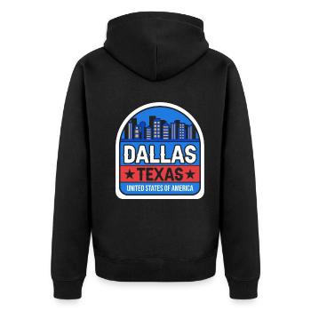 Dallas Texas USA Design for proud Dallasites - Unisex Premium Organic Zip Hoodie - black - Back - Nico (187cm)