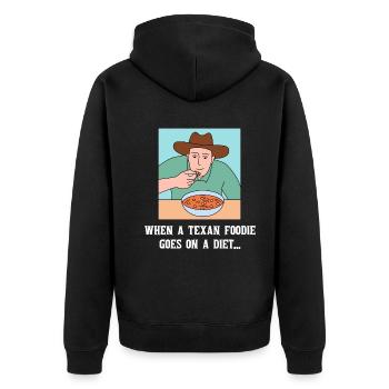 Diät in Texas Design für stolze Texaner - Unisex Premium Bio Zip Hoodie - Schwarz - Hinten - Nico (187cm)
