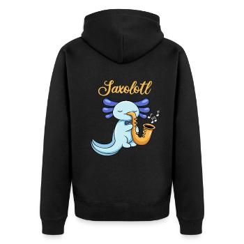 Saxolotl Pun Design for Axolotl Lovers - Unisex Premium Organic Zip Hoodie - black - Back - Nico (187cm)
