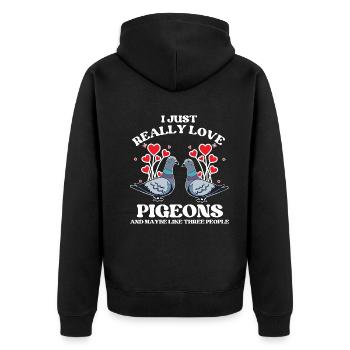 Really Love Pigeons Design für Taubenliebhaber - Unisex Premium Bio Zip Hoodie - Schwarz - Hinten - Nico (187cm)