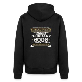 18. Geburtstag Oldtimer Februar Jahrgang 2006 - Unisex Premium Bio Zip Hoodie - Schwarz - Hinten - Nico (187cm)