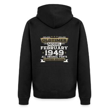 75e anniversaire Vintage Février Millésime 1949 - Veste à capuche bio Premium Unisexe - noir - Dos - Nico (187cm)