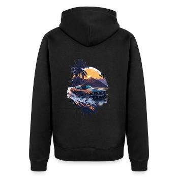 Klassischer Sportwagen - Unisex Premium Bio Zip Hoodie - Schwarz - Hinten - Nico (187cm)