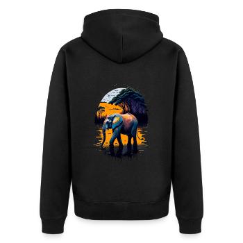 Éléphant - Veste à capuche bio Premium Unisexe - noir - Dos - Nico (187cm)