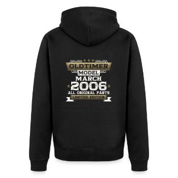 18. Geburtstag Oldtimer März Jahrgang 2006 - Unisex Premium Bio Zip Hoodie - Schwarz - Hinten - Nico (187cm)
