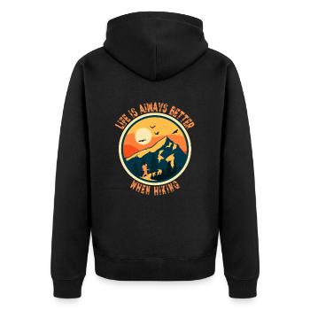Life Is Always Better When Hiking T-Shirt - Unisex Premium Bio Zip Hoodie - Schwarz - Hinten - Nico (187cm)