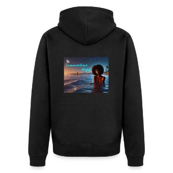 Summertime Night - Unisex Premium Bio Zip Hoodie - Schwarz - Hinten - Nico (187cm)