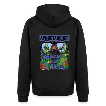 apnoetaucher oxygen apnoe tieftauchen schnorcheln - Unisex Premium Bio Zip Hoodie - Schwarz - Hinten - Nico (187cm)