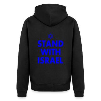 Stand with israel - Unisex Premium Bio Zip Hoodie - Schwarz - Hinten - Nico (187cm)