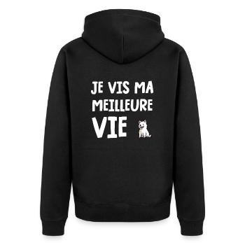 je vis ma meilleure vie - Veste à capuche bio Premium Unisexe - noir - Dos - Nico (187cm)