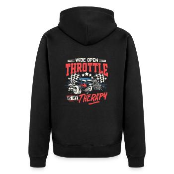 Full Throttle est ma voiture de course de dragsters thérapeutique - Veste à capuche bio Premium Unisexe - noir - Dos - Nico (187cm)