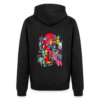 friendly Monster Pullover Sweat à capuche - Veste à capuche bio Premium Unisexe - noir - Dos - Nico (187cm)