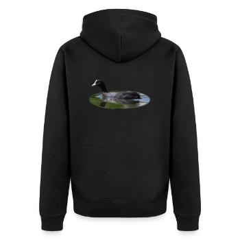 Blässhuhn - Unisex Premium Bio Zip Hoodie - Schwarz - Hinten - Nico (187cm)
