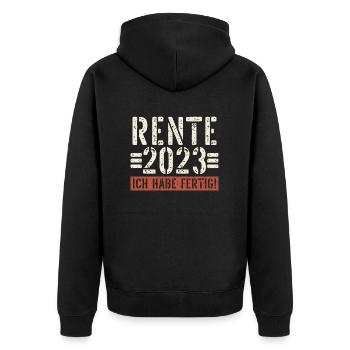 Rente 2023 Renter Spruch Ruhestand Geschenk - Unisex Premium Bio Zip Hoodie - Schwarz - Hinten - Nico (187cm)
