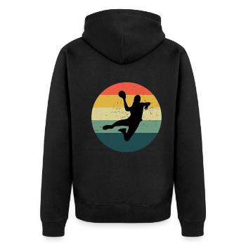Handballspielen Handballspieler Handball Damen - Unisex Premium Bio Zip Hoodie - Schwarz - Hinten - Nico (187cm)