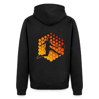 Fussballspielen Fussballer Fussballspieler - Unisex Premium Bio Zip Hoodie - Schwarz - Hinten - Nico (187cm)