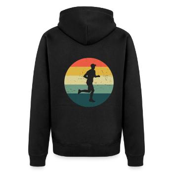 Herren Marathonlaufen Damen Running Marathon - Unisex Premium Bio Zip Hoodie - Schwarz - Hinten - Nico (187cm)
