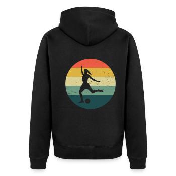 Fussballspieler Damen Herren Fussballer Fussball - Unisex Premium Bio Zip Hoodie - Schwarz - Hinten - Nico (187cm)
