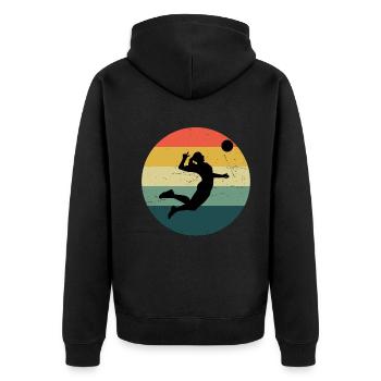 Herren Volleyball Damen Volleyballer Volley - Unisex Premium Bio Zip Hoodie - Schwarz - Hinten - Nico (187cm)
