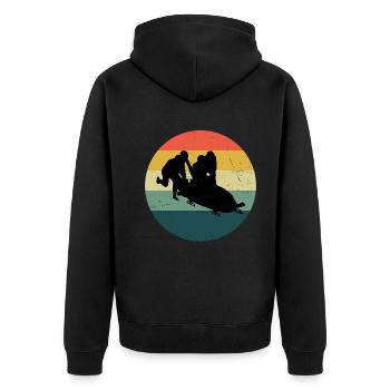 Herren Bobbahn Damen Bob Bob fahren Zweierbob - Unisex Premium Bio Zip Hoodie - Schwarz - Hinten - Nico (187cm)
