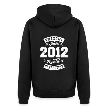 Millésime 2012 anniversaire - rétro 2012 - Veste à capuche bio Premium Unisexe - noir - Dos - Nico (187cm)