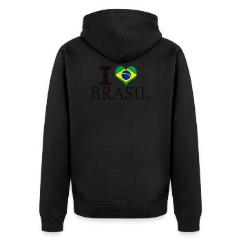 I LOVE BRASIL BRAZIL HEART BRASILIA RIO GIFT - Unisex Premium Organic Zip Hoodie - black - Back - Nico (187cm)