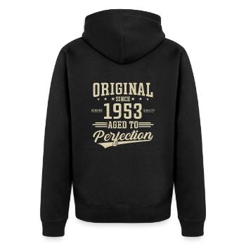 Original since 1953 - Unisex Premium Organic Zip Hoodie - black - Back - Nico (187cm)
