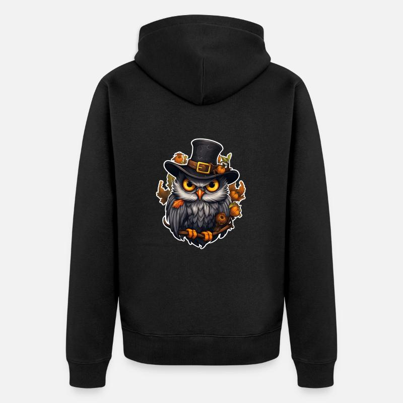 Hibou d’Halloween - Veste à capuche bio Premium Unisexe - noir