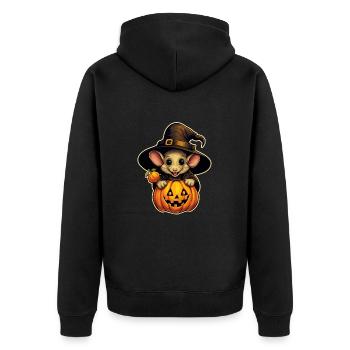 Halloween Maus - Unisex Premium Bio Zip Hoodie - Schwarz - Hinten - Nico (187cm)
