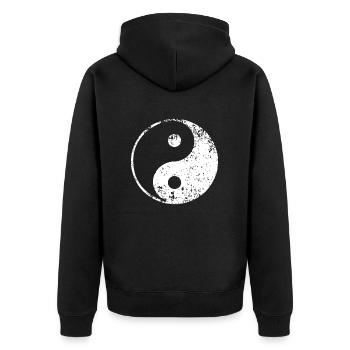 yoga yin yang white - Unisex Premium Organic Zip Hoodie - black - Back - Nico (187cm)