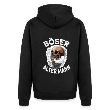 Böser alter mann Opa Skull Totenkopf Geschenk - Unisex Premium Bio Zip Hoodie - Schwarz - Hinten - Nico (187cm)
