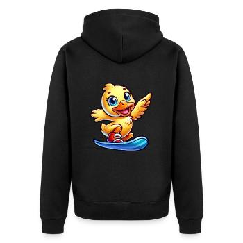 Süße Ente Cartoon Surfer Snowboarder - Unisex Premium Bio Zip Hoodie - Schwarz - Hinten - Nico (187cm)
