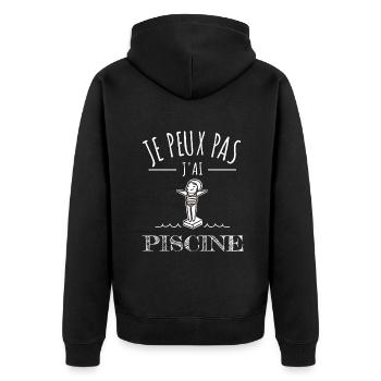 je peux pas j’ai piscine humour piscine sport - Veste à capuche bio Premium Unisexe - noir - Dos - Nico (187cm)