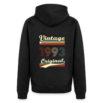 Vintage 1993 original 30 years anniversary - Unisex Premium Organic Zip Hoodie - black - Back - Nico (187cm)