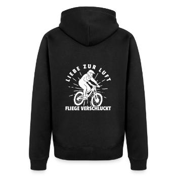 Radfahrer Mountainbike Fahrrad - Unisex Premium Bio Zip Hoodie - Schwarz - Hinten - Nico (187cm)
