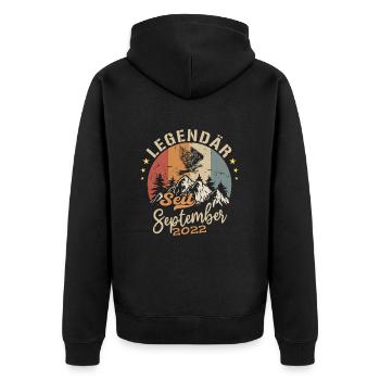 September 2022 - September 2022 Jahrestag 2022 - Unisex Premium Bio Zip Hoodie - Schwarz - Hinten - Nico (187cm)