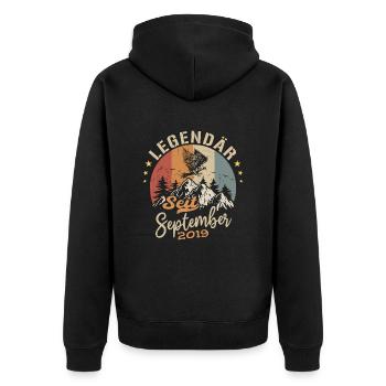 September 2019 - September 2019 Jahrestag 2019 - Unisex Premium Bio Zip Hoodie - Schwarz - Hinten - Nico (187cm)