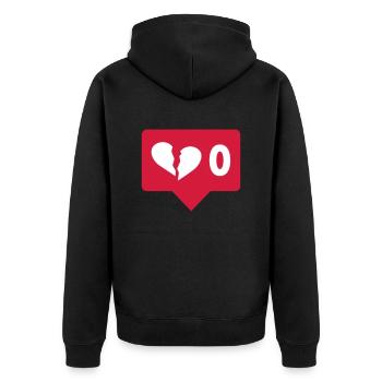 No like - Unisex Premium Organic Zip Hoodie - black - Back - Nico (187cm)