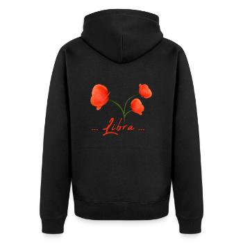 Waage Sternzeichen Waage Mohnblume Mohn - Unisex Premium Bio Zip Hoodie - Schwarz - Hinten - Nico (187cm)