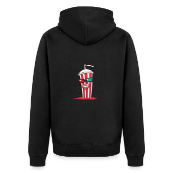Cola with sunglasses in a partner look - Unisex Premium Organic Zip Hoodie - black - Back - Nico (187cm)