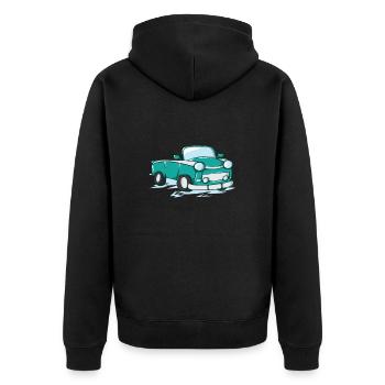 Auto Trabi als Comic - Unisex Premium Bio Zip Hoodie - Schwarz - Hinten - Nico (187cm)