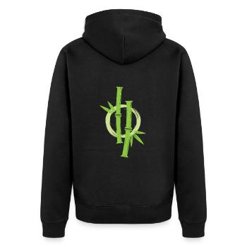 Bambus japanischer Enso Kreis - Unisex Premium Bio Zip Hoodie - Schwarz - Hinten - Nico (187cm)