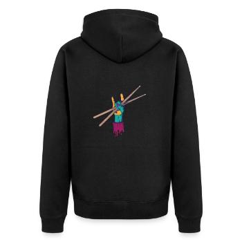 Schlagzeugstöcke Musik Drummer Drumsticks - Unisex Premium Bio Zip Hoodie - Schwarz - Hinten - Nico (187cm)
